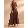 imagePRETTYGARDEN Womens Summer Tank Maxi Dress 2026 Spring Sleeveless Swing A Line Long Flowy Elegant Cocktail Dresses PocketsBrown