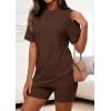 imagePRETTYGARDEN Womens Two Piece Matching Lounge Sets Summer Casual Tops Short Sleeve Shirts Shorts 2026 Travel Airport OutfitsBrown