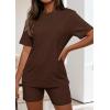 imagePRETTYGARDEN Womens Two Piece Matching Lounge Sets Summer Casual Tops Short Sleeve Shirts Shorts 2026 Travel Airport OutfitsBrown