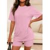 imagePRETTYGARDEN Womens Two Piece Matching Lounge Sets Summer Casual Tops Short Sleeve Shirts Shorts 2026 Travel Airport OutfitsPink
