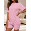 imagePRETTYGARDEN Womens Two Piece Matching Lounge Sets Summer Casual Tops Short Sleeve Shirts Shorts 2026 Travel Airport OutfitsPink
