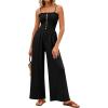 imagePRETTYGARDEN Jumpsuits for Women 2026 Summer Sleeveless Smocked Button Wide Leg Rompers Spring Travel One Piece OutfitsBlack