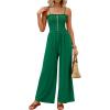 imagePRETTYGARDEN Jumpsuits for Women 2026 Summer Sleeveless Smocked Button Wide Leg Rompers Spring Travel One Piece OutfitsGreen