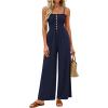 imagePRETTYGARDEN Jumpsuits for Women 2026 Summer Sleeveless Smocked Button Wide Leg Rompers Spring Travel One Piece OutfitsNavy