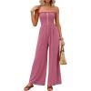 imagePRETTYGARDEN Jumpsuits for Women 2026 Summer Sleeveless Smocked Button Wide Leg Rompers Spring Travel One Piece OutfitsPink