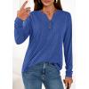 imagePRETTYGARDEN Long Sleeve Shirts for Women 2025 Fall Fashion Clothing Henley Tops Trendy Dressy Casual Blouses Work OutfitsBlue