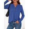 imagePRETTYGARDEN Long Sleeve Shirts for Women 2025 Fall Fashion Clothing Henley Tops Trendy Dressy Casual Blouses Work OutfitsBlue