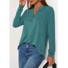 imagePRETTYGARDEN Long Sleeve Shirts for Women 2025 Fall Fashion Clothing Henley Tops Trendy Dressy Casual Blouses Work OutfitsBlue Green