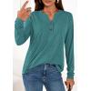 imagePRETTYGARDEN Long Sleeve Shirts for Women 2025 Fall Fashion Clothing Henley Tops Trendy Dressy Casual Blouses Work OutfitsBlue Green