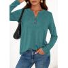 imagePRETTYGARDEN Long Sleeve Shirts for Women 2025 Fall Fashion Clothing Henley Tops Trendy Dressy Casual Blouses Work OutfitsBlue Green