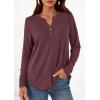 imagePRETTYGARDEN Long Sleeve Shirts for Women 2025 Fall Fashion Clothing Henley Tops Trendy Dressy Casual Blouses Work OutfitsBurgundy