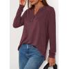 imagePRETTYGARDEN Long Sleeve Shirts for Women 2025 Fall Fashion Clothing Henley Tops Trendy Dressy Casual Blouses Work OutfitsBurgundy
