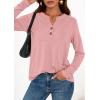 imagePRETTYGARDEN Long Sleeve Shirts for Women 2025 Fall Fashion Clothing Henley Tops Trendy Dressy Casual Blouses Work OutfitsCoral Pink