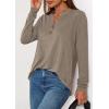 imagePRETTYGARDEN Long Sleeve Shirts for Women 2025 Fall Fashion Clothing Henley Tops Trendy Dressy Casual Blouses Work OutfitsKhaki