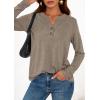 imagePRETTYGARDEN Long Sleeve Shirts for Women 2025 Fall Fashion Clothing Henley Tops Trendy Dressy Casual Blouses Work OutfitsKhaki