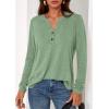 imagePRETTYGARDEN Long Sleeve Shirts for Women 2025 Fall Fashion Clothing Henley Tops Trendy Dressy Casual Blouses Work OutfitsLight Green
