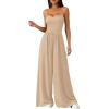 imagePRETTYGARDEN Summer Jumpsuits for Women Casual 2026 Wide Leg Date Night Rompers Sleeveless Beach Vacation One Piece OutfitsBeige