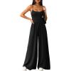 imagePRETTYGARDEN Summer Jumpsuits for Women Casual 2026 Wide Leg Date Night Rompers Sleeveless Beach Vacation One Piece OutfitsBlack