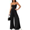 imagePRETTYGARDEN Summer Jumpsuits for Women Casual 2026 Wide Leg Date Night Rompers Sleeveless Beach Vacation One Piece OutfitsBlack