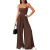 imagePRETTYGARDEN Summer Jumpsuits for Women Casual 2026 Wide Leg Date Night Rompers Sleeveless Beach Vacation One Piece OutfitsBrown