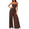 imagePRETTYGARDEN Summer Jumpsuits for Women Casual 2026 Wide Leg Date Night Rompers Sleeveless Beach Vacation One Piece OutfitsBrown
