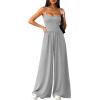 imagePRETTYGARDEN Summer Jumpsuits for Women Casual 2026 Wide Leg Date Night Rompers Sleeveless Beach Vacation One Piece OutfitsGrey