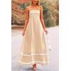 imagePRETTYGARDEN Womens 2025 Summer Flowy Maxi Dress Casual Sleeveless Spaghetti Strap Ruffle Beach Long DressesBeige