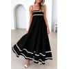 imagePRETTYGARDEN Womens 2025 Summer Flowy Maxi Dress Casual Sleeveless Spaghetti Strap Ruffle Beach Long DressesBlack
