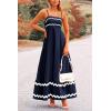 imagePRETTYGARDEN Womens 2025 Summer Flowy Maxi Dress Casual Sleeveless Spaghetti Strap Ruffle Beach Long DressesDark Blue