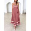 imagePRETTYGARDEN Womens 2025 Summer Flowy Maxi Dress Casual Sleeveless Spaghetti Strap Ruffle Beach Long DressesDark Pink