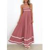 imagePRETTYGARDEN Womens 2025 Summer Flowy Maxi Dress Casual Sleeveless Spaghetti Strap Ruffle Beach Long DressesDark Pink