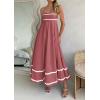 imagePRETTYGARDEN Womens 2025 Summer Flowy Maxi Dress Casual Sleeveless Spaghetti Strap Ruffle Beach Long DressesDark Pink