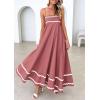 imagePRETTYGARDEN Womens 2025 Summer Flowy Maxi Dress Casual Sleeveless Spaghetti Strap Ruffle Beach Long DressesDark Pink