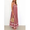 imagePRETTYGARDEN Womens 2025 Summer Flowy Maxi Dress Casual Sleeveless Spaghetti Strap Ruffle Beach Long DressesDark Pink