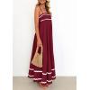 imagePRETTYGARDEN Womens 2025 Summer Flowy Maxi Dress Casual Sleeveless Spaghetti Strap Ruffle Beach Long DressesDark Red