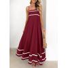 imagePRETTYGARDEN Womens 2025 Summer Flowy Maxi Dress Casual Sleeveless Spaghetti Strap Ruffle Beach Long DressesDark Red
