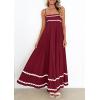 imagePRETTYGARDEN Womens 2025 Summer Flowy Maxi Dress Casual Sleeveless Spaghetti Strap Ruffle Beach Long DressesDark Red