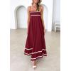 imagePRETTYGARDEN Womens 2025 Summer Flowy Maxi Dress Casual Sleeveless Spaghetti Strap Ruffle Beach Long DressesDark Red