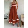 imagePRETTYGARDEN Womens 2025 Summer Flowy Maxi Dress Casual Sleeveless Spaghetti Strap Ruffle Beach Long DressesRust