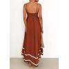 imagePRETTYGARDEN Womens 2025 Summer Flowy Maxi Dress Casual Sleeveless Spaghetti Strap Ruffle Beach Long DressesRust