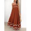imagePRETTYGARDEN Womens 2025 Summer Flowy Maxi Dress Casual Sleeveless Spaghetti Strap Ruffle Beach Long DressesRust