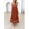 imagePRETTYGARDEN Womens 2025 Summer Flowy Maxi Dress Casual Sleeveless Spaghetti Strap Ruffle Beach Long DressesRust