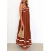 imagePRETTYGARDEN Womens 2025 Summer Flowy Maxi Dress Casual Sleeveless Spaghetti Strap Ruffle Beach Long DressesRust