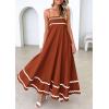 imagePRETTYGARDEN Womens 2025 Summer Flowy Maxi Dress Casual Sleeveless Spaghetti Strap Ruffle Beach Long DressesRust