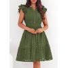 imagePRETTYGARDEN Womens 2026 Summer Sundresses Eyelet Cap Sleeve V Neck Short Boho Wedding Guest Dress Beach Vacation ClothesArmy Green