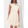 imagePRETTYGARDEN Womens 2026 Summer Sundresses Eyelet Cap Sleeve V Neck Short Boho Wedding Guest Dress Beach Vacation ClothesBeige