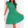 imagePRETTYGARDEN Womens 2026 Summer Sundresses Eyelet Cap Sleeve V Neck Short Boho Wedding Guest Dress Beach Vacation ClothesGreen