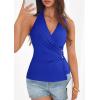 imagePRETTYGARDEN Womens Halter Top 2026 Spring Tie Wrap Sleeveless Ruched V Neck Fitted Summer Tops Backless Fashion Y2k ClothesRoyal Blue