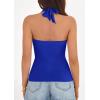 imagePRETTYGARDEN Womens Halter Top 2026 Spring Tie Wrap Sleeveless Ruched V Neck Fitted Summer Tops Backless Fashion Y2k ClothesRoyal Blue