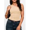 imagePRETTYGARDEN Womens Sleeveless One Shoulder Tank Top Ruched Slim Fit Shirts Basic Crop Y2k Tops 2026 Spring Fashion ClothingLight Khaki